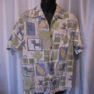 Hilo Hatties Men's Blue/White/Green Button Down Hawaiian Shirt Sz L Pre-Owned