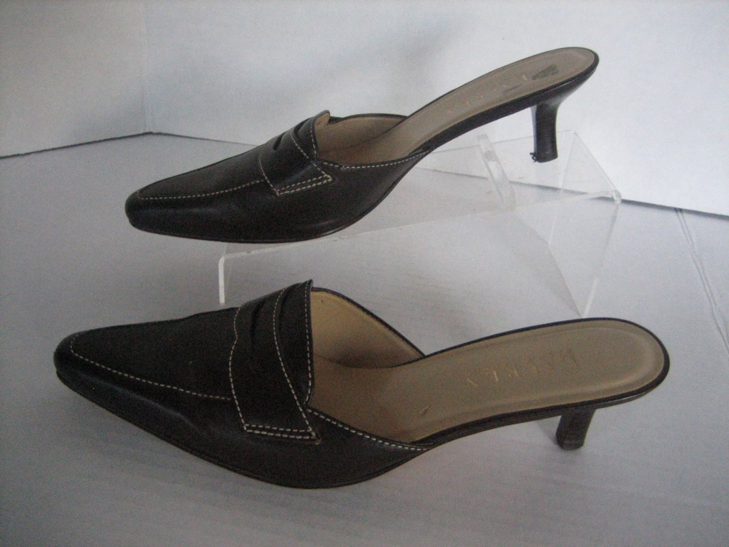 Lauren Ralph Lauren Danielle Women's Brown Leather Slip On Mule Shoes Sz 5 1/2