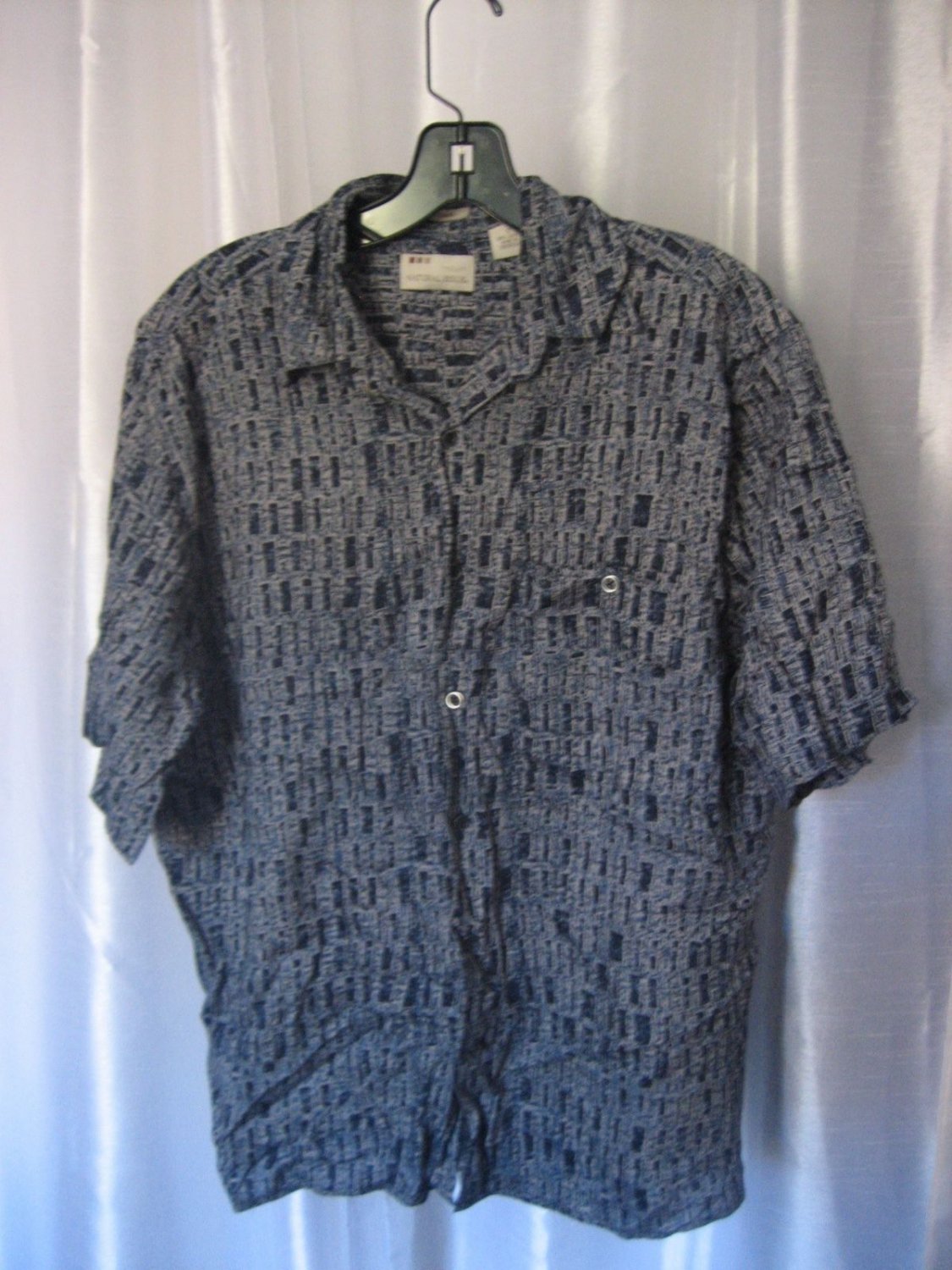 Natural Issue Silky Touch Men's Rayon Blue/Grey Button Down Shirt Sz S Pre-Owned