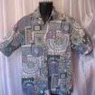 Go Barefoot Men's Hawaiian Button Down Cotton Short Sleeve Shirt Sz L Pre-Owned