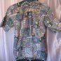 Go Barefoot Men's Hawaiian Button Down Cotton Short Sleeve Shirt Sz L Pre-Owned