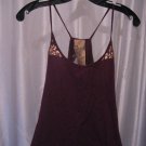 TRF T-Shirt Collection Maroon Spaghetti Strap Shirt/Top Copper Sequins Sz M NWWT