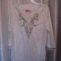 Pappagallo Junior Size White 100% Cotton Long Sleeve Tunic Shirt Sz L Pre-Owned