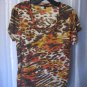 Chaus Junior Size Orange/Brown Animal Print Short Sleeve Shirt/Top Sz L PreOwned