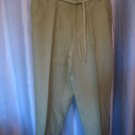 Linden Hill Women's 100% Linen Celery Green Long Pants Sz 18 Pre-Owned