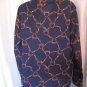 Vintage Countess Wara Men's Navy Equestrian Button Down Long Sleeve Shirt Sz L