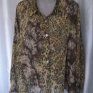 French Laundry Women's Brown/Black Animal Print Long Sleeve Blouse Sz 1X Pre-Own