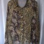 French Laundry Women's Brown/Black Animal Print Long Sleeve Blouse Sz 1X Pre-Own