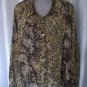 French Laundry Women's Brown/Black Animal Print Long Sleeve Blouse Sz 1X Pre-Own