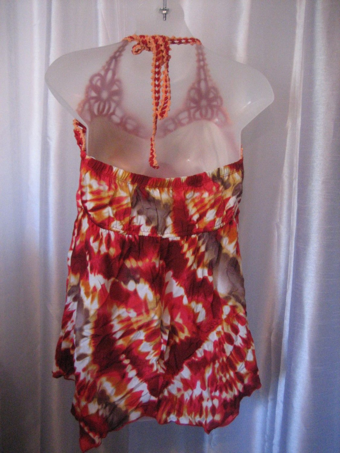 Perseption Concept Red/Brown/Cream Tye Dye Halter Top Shirt Sz M NWNT ...