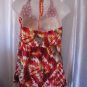 Perseption Concept Red/Brown/Cream Tye Dye Halter Top Shirt Sz M NWNT 100% Rayon