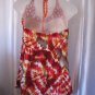 Perseption Concept Red/Brown/Cream Tye Dye Halter Top Shirt Sz M NWNT 100% Rayon