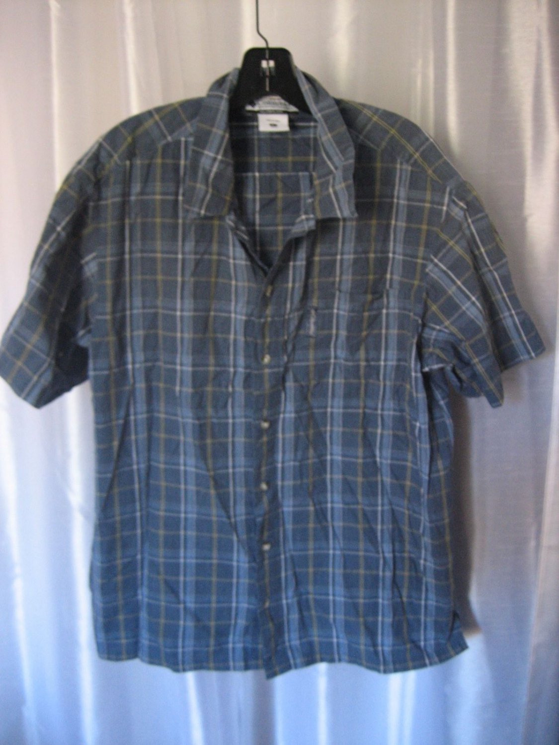Columbia Men's Cotton Striped Blue/Yellow/White Button Down Shirt Sz L Pre-Owned