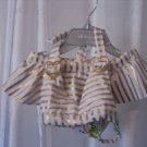 Penelope Mark Infant Girls White & Gold Striped 2 Piece Swim/Bathing Suit Sz 24M