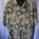 North Crest Men's Button Down Shirt with Tropical Postcards  Sz XXL100% Rayon