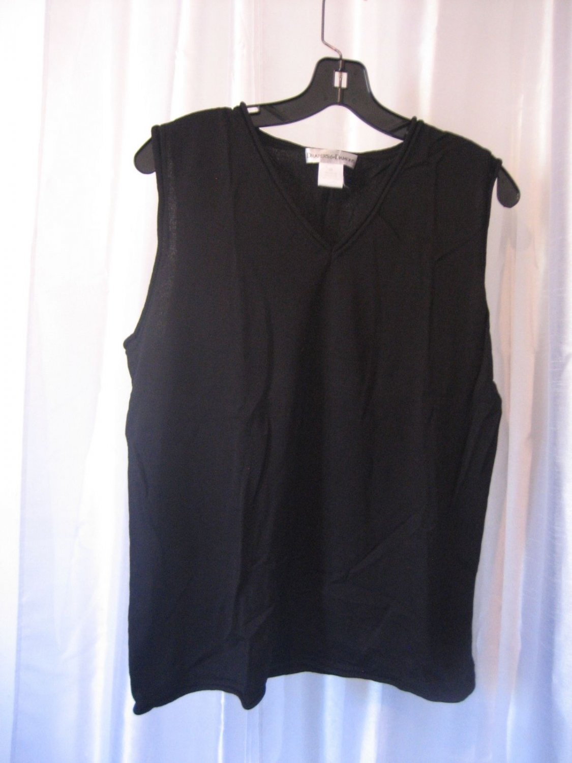 Draper's & Damon's Women's Black V Neck Sleeveless Tank Top Shirt Sz XL PreOwned