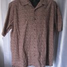 Eddie Bauer Men's Weathered Linen Maroon/Tan Button Down Shirt Sz L Tall Pre-Own