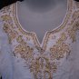 Jaclyn Smith  Junior Size White & Gold Beaded Tunic Shirt Sz Large Pre-Owned
