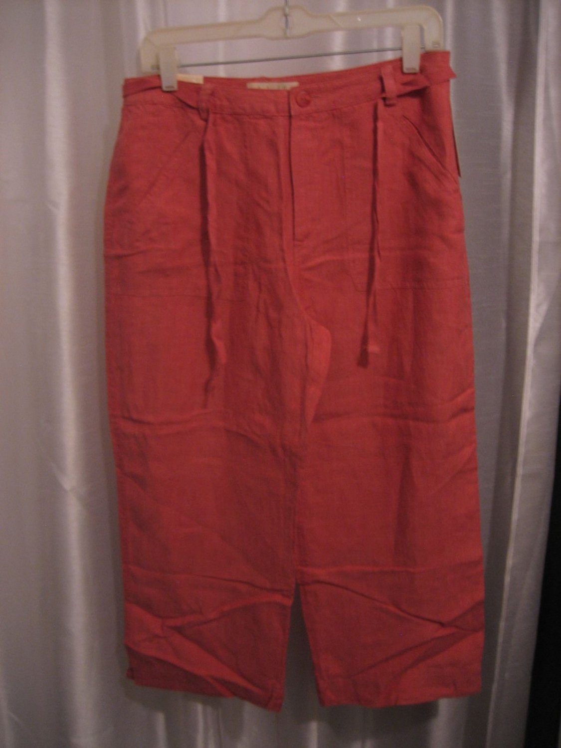 Linden Hill Coral/Nectar Women's 100% Linen Capri/Cropped Pants Sz 10 NWWT