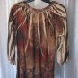 B.L.E.U. Junior Size Long Sleeve Brown Printed Shirt/Top Polyester Sz L PreOwned
