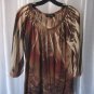 B.L.E.U. Junior Size Long Sleeve Brown Printed Shirt/Top Polyester Sz L PreOwned