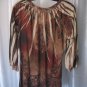 B.L.E.U. Junior Size Long Sleeve Brown Printed Shirt/Top Polyester Sz L PreOwned