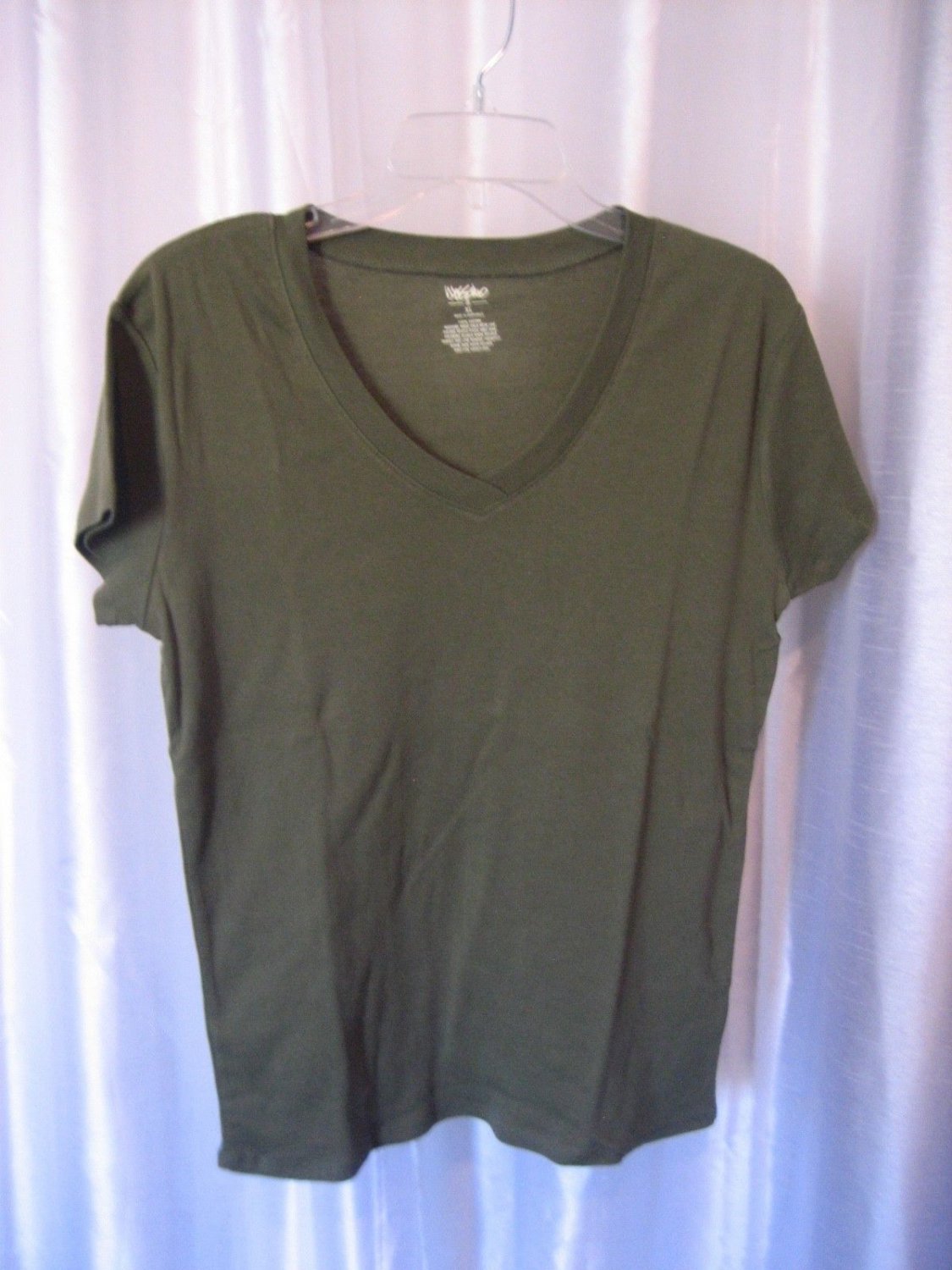 Mossimo Junior Size Herb Leaf Green 100% Cotton Short Sleeve V Neck Shirt Sz XL