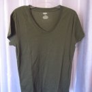 Mossimo Junior Size Herb Leaf Green 100% Cotton Short Sleeve V Neck Shirt Sz XL