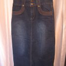 Out Jeans Junior Size Mid Calf Blue Denim Jean Skirt 96% Cotton Sz 1X NWNT