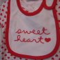 Carter's Sweet Heart White with Red Hearts 2 Piece Infant Sleeper & Bib Sz 6M NW