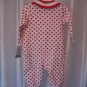 Carter's Sweet Heart White with Red Hearts 2 Piece Infant Sleeper & Bib Sz 6M NW