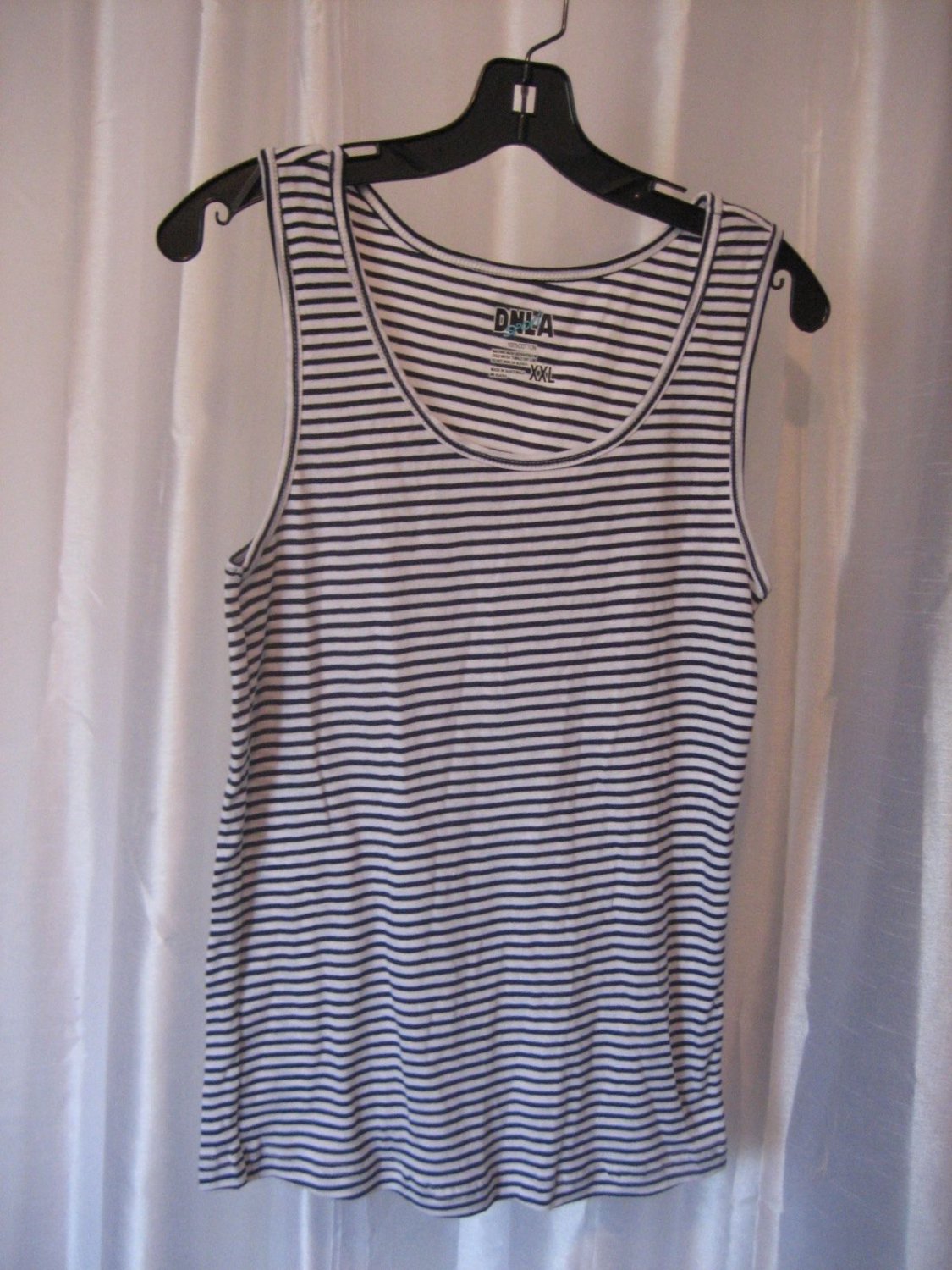 DNLA Sport Navy & White Striped Junior Size Tank Top 100% Cotton Sz XXL NWWT