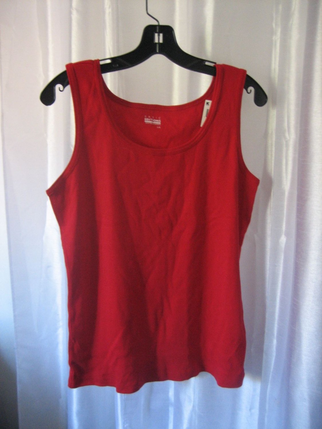 Basic Edition 2x2 Rib Junior Size Red Tank Top 100% Cotton Sz L NWWT