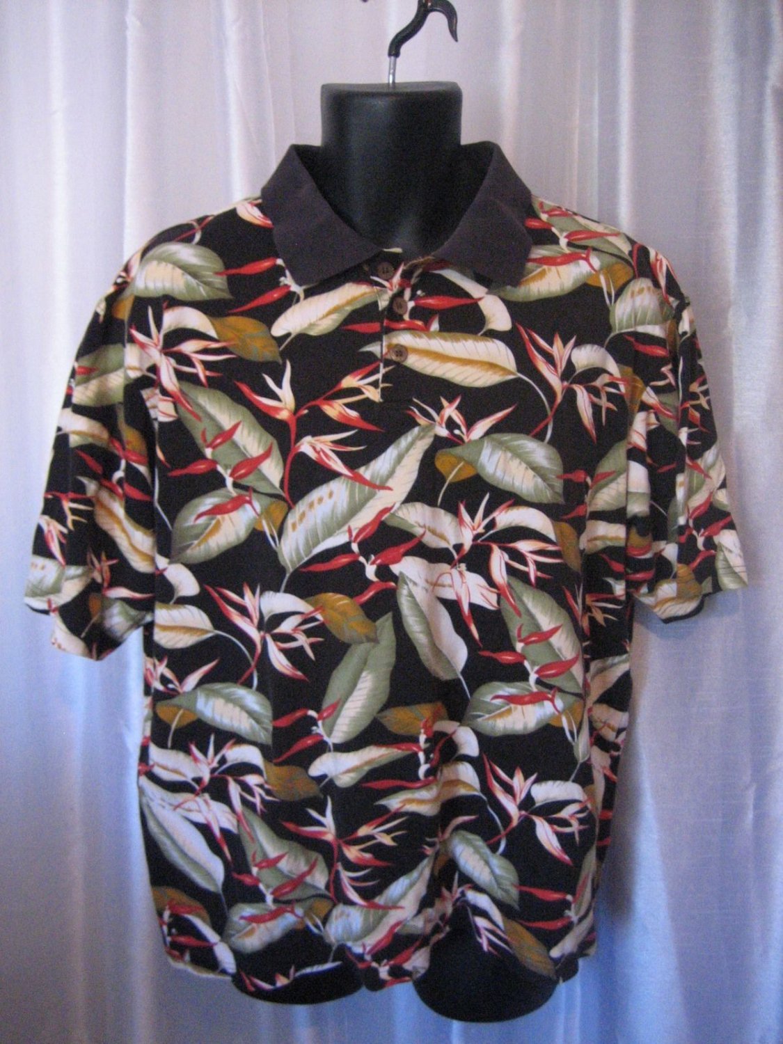 Cooke Street Men's 3 Button Hawaiian Print Collar Shirt 100%Cotton Sz L PreOwned