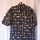 Puritan Men's Fishing & Poles Print Navy Button Down Cotton Shirt Sz M Pre-Owned