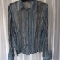 Junior Size Blue/Grey Sequined Button Down Long Sleeve Shirt Sz XL Pre-Owned