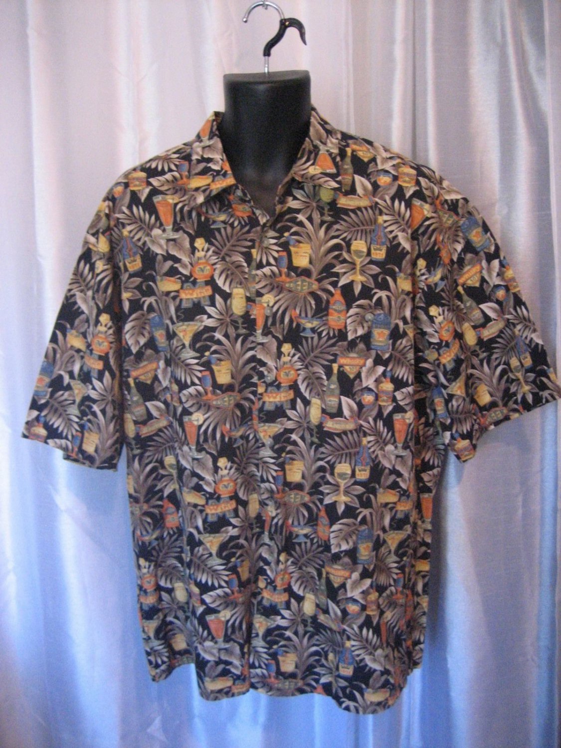Pierre Cardin Men's Cocktails Button Down Cotton Hawaiian Shirt Sz XL Pre-Owned
