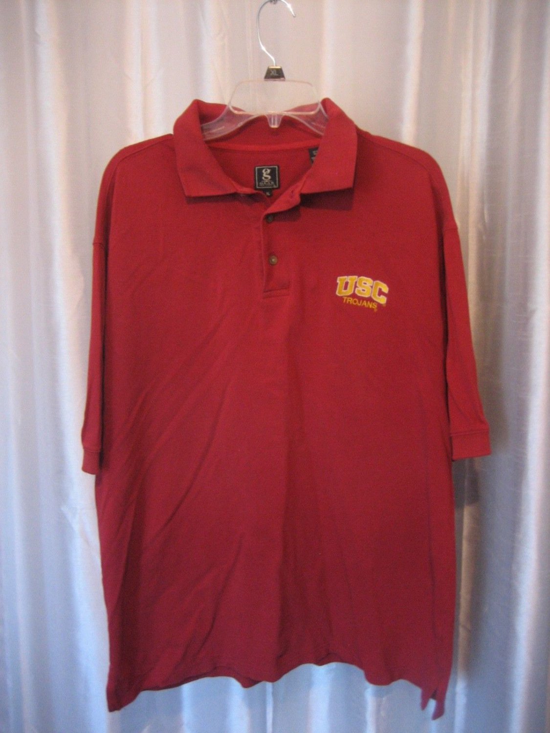 USC Trojans Men's Maroon 3 Button Front Collar Shirt 100% Cotton Sz XL Pre-Owned