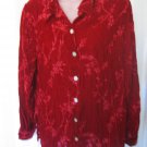 Jaclyn Smith Classic Deep Red Women's Button Down Blouse Shirt Sz L Pre-Owned