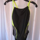 Speedo Pro LT Sport Neon Black/Yellow One Piece Swim/Bathing Suit Sz 10/36 NWWT