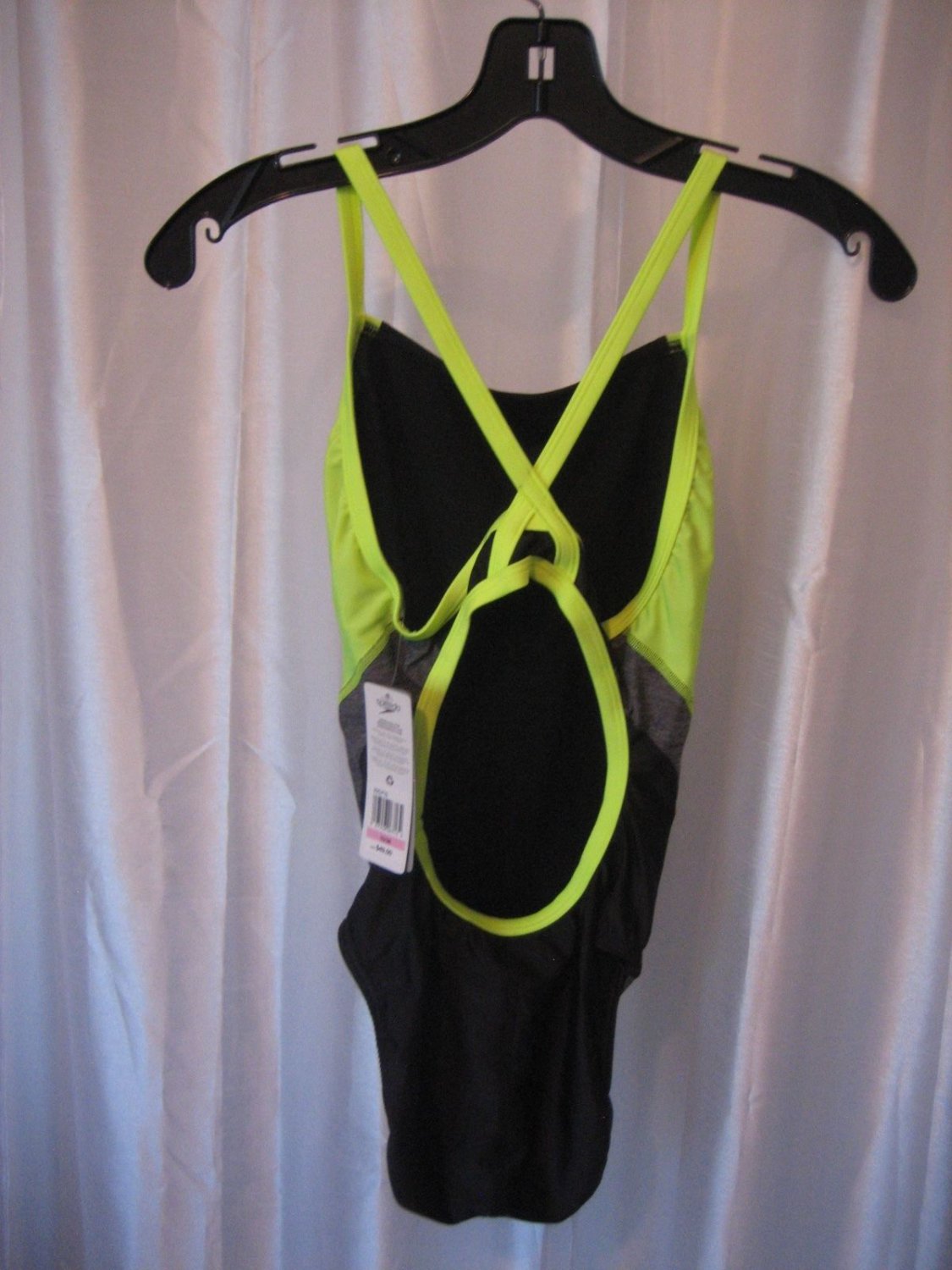 Speedo Pro LT Sport Neon Black/Yellow One Piece Swim/Bathing Suit Sz 10/36 NWWT