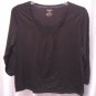 White Stag Women's Black Lace Chest Pullover Long Sleeve Shirt Sz XL 16/18 NWNT