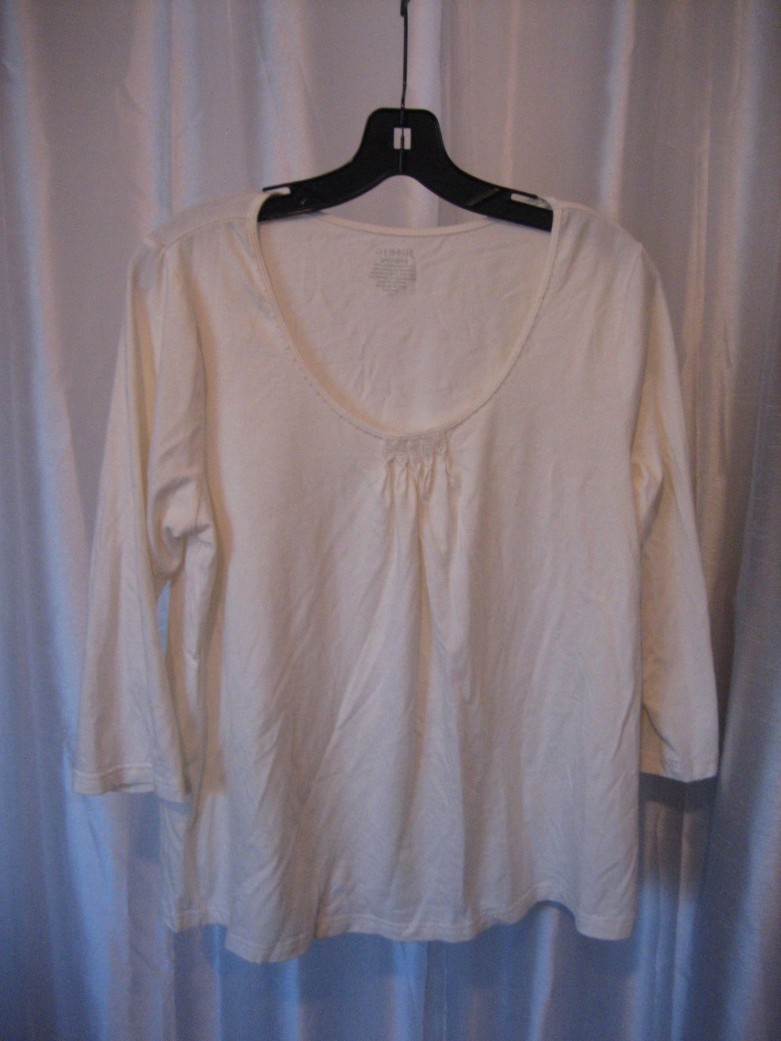 George Women's Ivory Beaded Classic Neckline Long Sleeve Shirt Sz 12/14 PreOwned