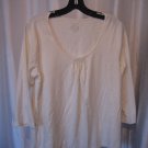 George Women's Ivory Beaded Classic Neckline Long Sleeve Shirt Sz 12/14 PreOwned