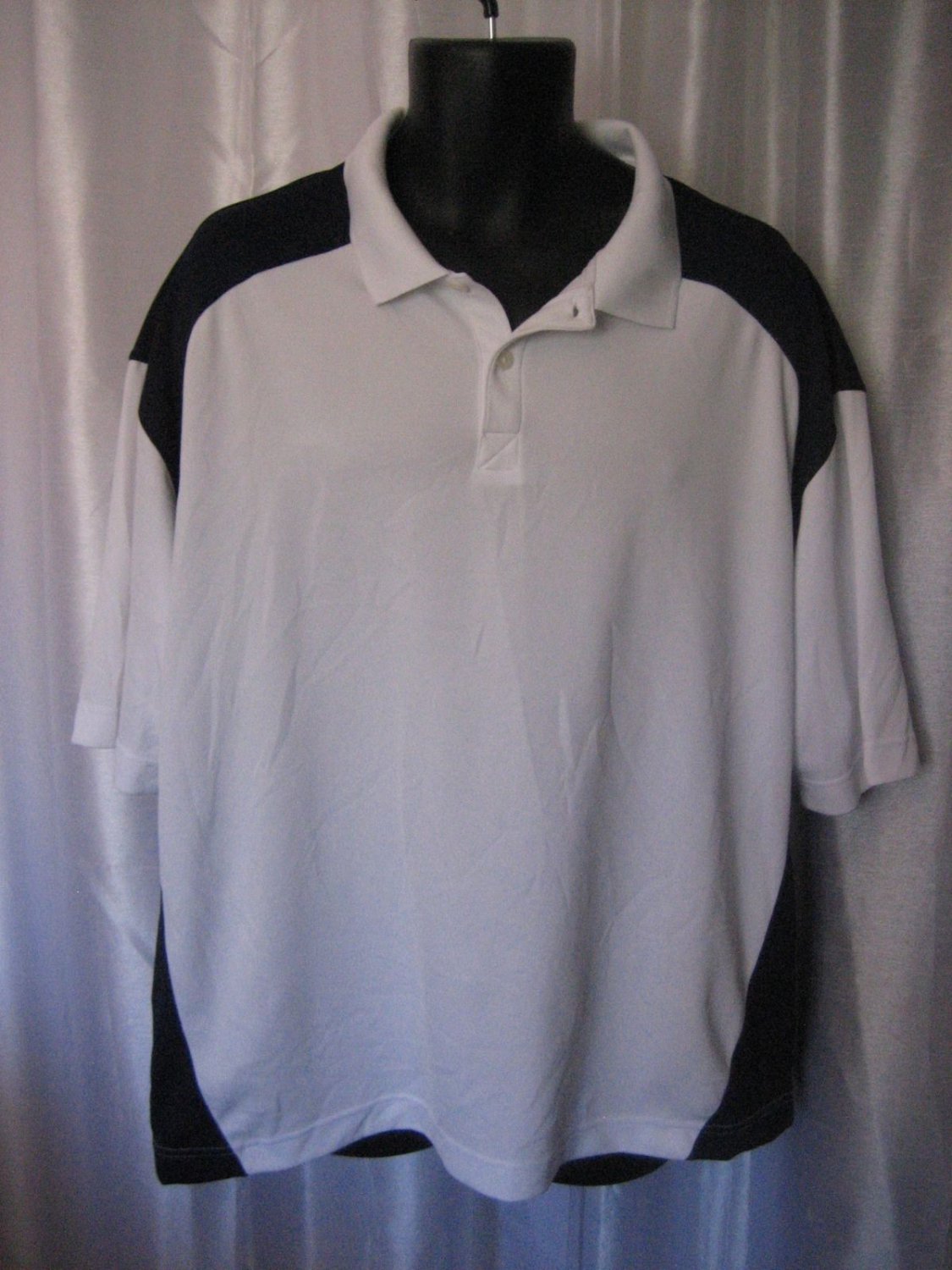 Dockers Golf Men's White/Navy Polo Style Shirt 100% Polyester Sz XXL Pre-Owned