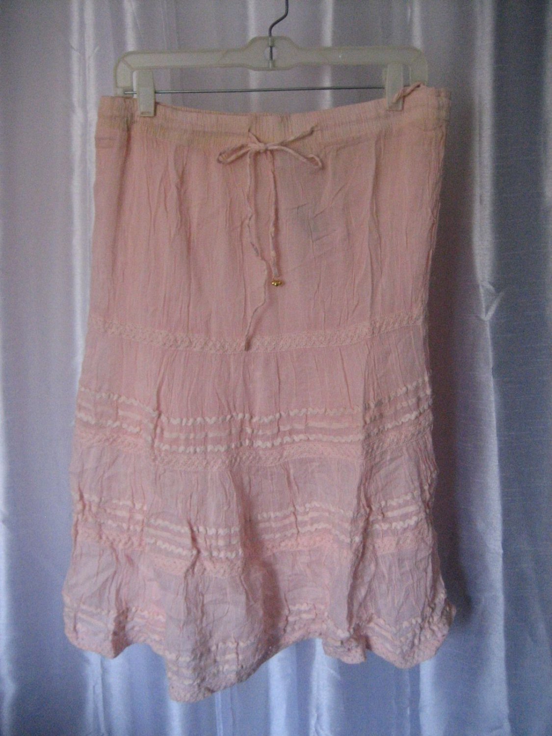 Unity Casuals Missy Lite Peach Cotton Gauze Knee Length Skirt Sz Free Size NWWT