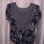 Antilia Femme Navy Blue/White Floral Junior's Short Sleeve Shirt Sz 2X Pre-Owned
