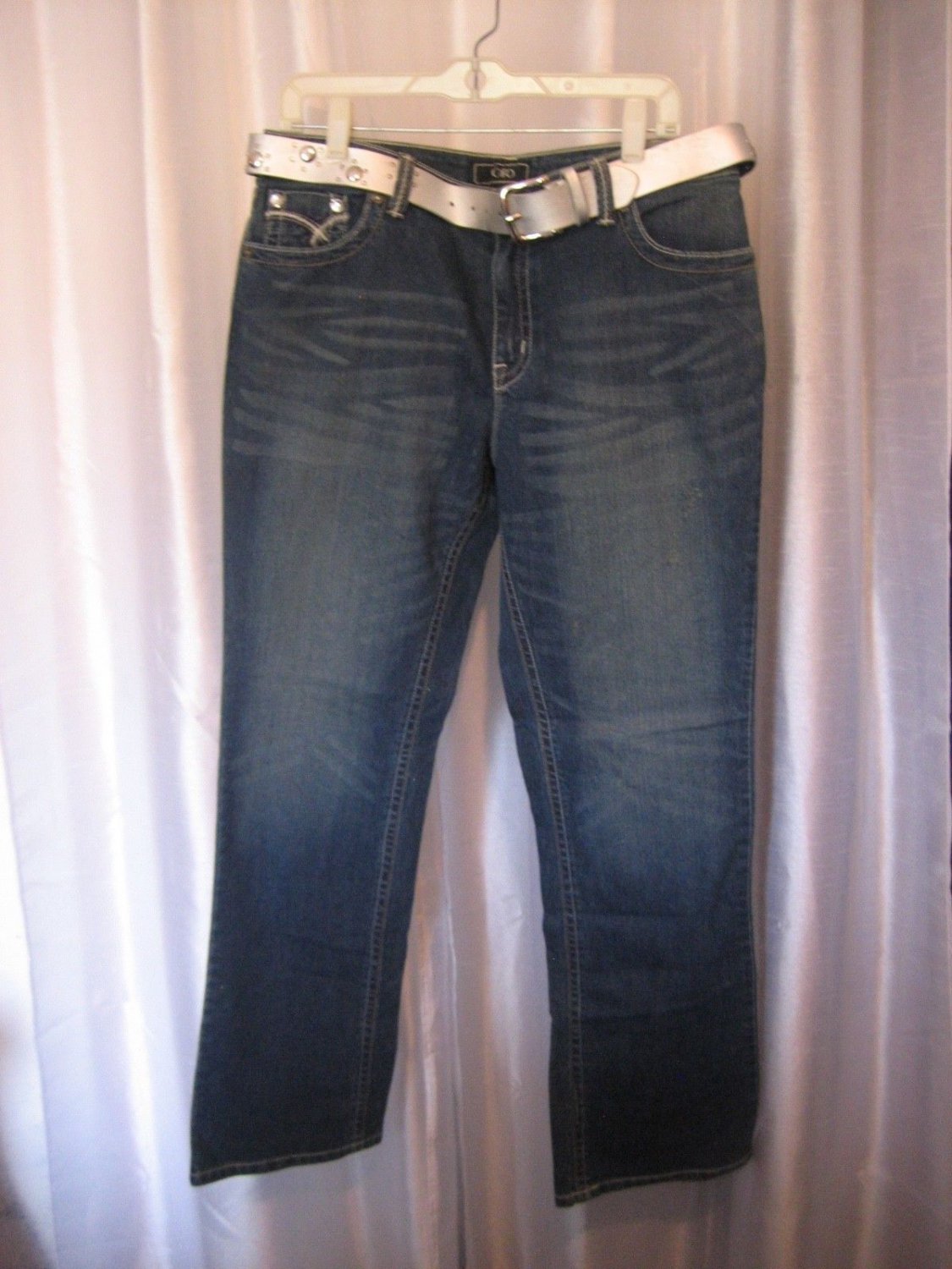 Cato Junior Size Blue Denim Jeans Long Pants with Silver Belt Sz 14 NWNT