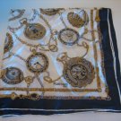 Flaviano Roma Women's Silk Blue/Gold/White Watch Scarf 30 in.Square Pre-Owned