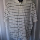 The Claremont Club Men's White/Blue/Grey Striped Polo Style Shirt Sz L Pre-Owned